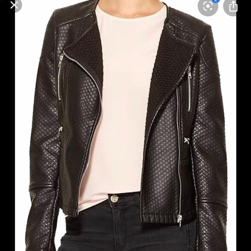 Faux leather moto jacket